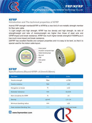 0.4mm Aramid FRP KFRP zentrales Mitglied kein Büro-Sprungs-Bruch dehnbares Strength≥1700Mpa